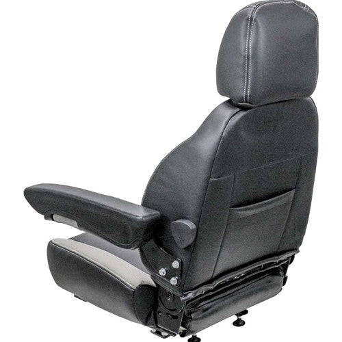 Case Loader/Backhoe Replacement Seat Assembly - Fits Various Models - Black/Gray Vinyl