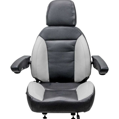 Case Loader/Backhoe Replacement Seat Assembly - Fits Various Models - Black/Gray Vinyl