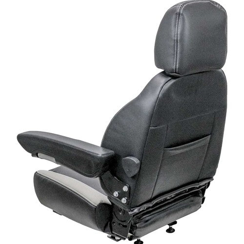 Ford/New Holland Tractor Seat Assembly - Fits Various Models - Black/Gray Vinyl