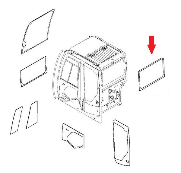 Hitachi 4664385 Zaxis Series Excavator Rear Window Replacement Cab Glass