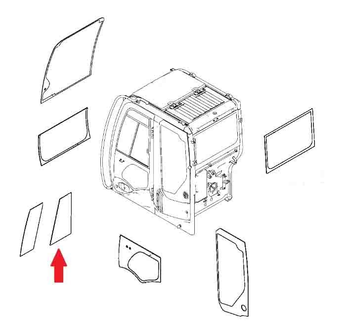 Hitachi 4664389 Zaxis Series Excavator Door Rear Slider Window Replacement Cab Glass
