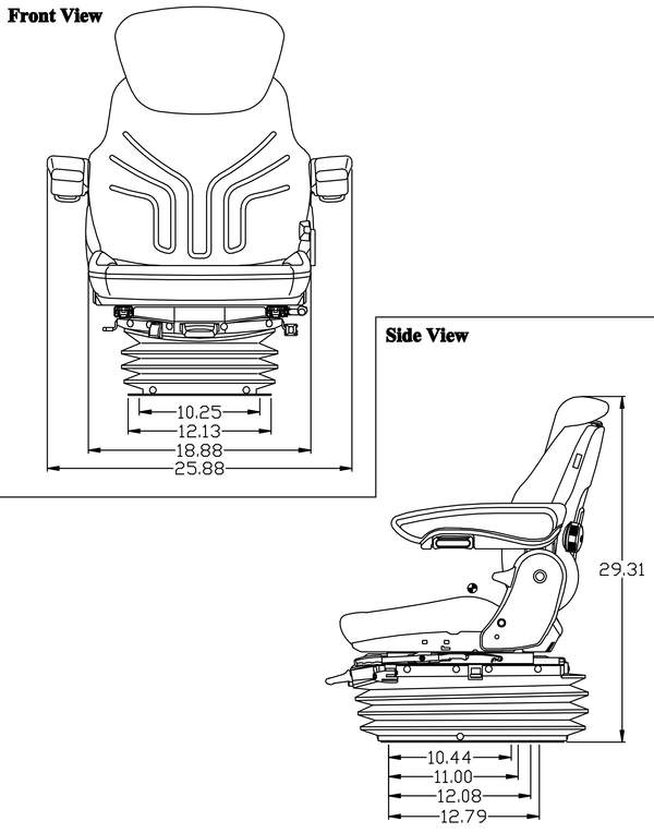 John Deere 5E, 5M, 6D, 6E Series & Utility Tractor Replacement Seat & Air Suspension - Fits Various Models - Yellow Vinyl