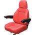 White Tractor Seat Assembly - Fits Various Models - Red Vinyl