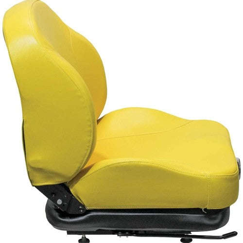 John Deere Lawn Mower Replacement Seat & Mechanical Suspension - Fits Various Models - Yellow Vinyl