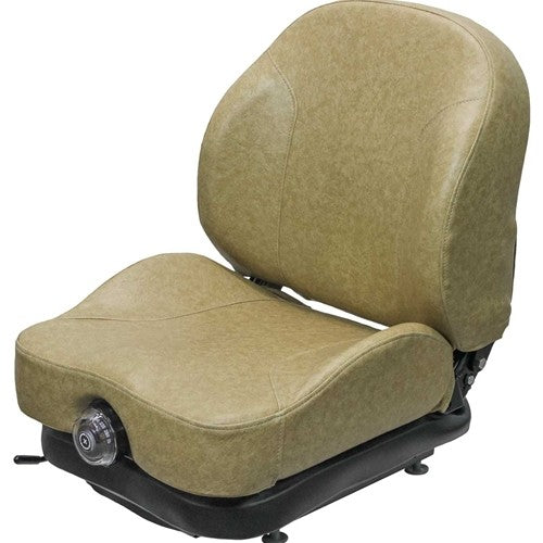 John Deere Lawn Mower Replacement Seat & Mechanical Suspension - Fits Various Models - Tan Vinyl