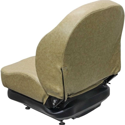 John Deere Lawn Mower Replacement Seat & Mechanical Suspension - Fits Various Models - Tan Vinyl