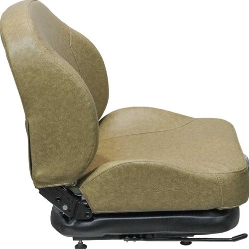 John Deere Lawn Mower Replacement Seat & Mechanical Suspension - Fits Various Models - Tan Vinyl