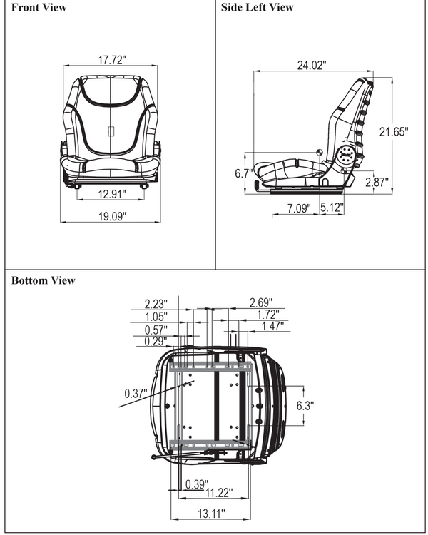 New Holland Wheel Loader Replacement Seat Assembly - Fits Various Models - Black Vinyl