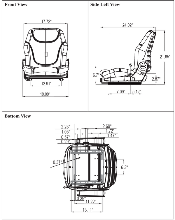 Case IH Tractor Replacement Seat Assembly - Fits Various Models - Gray Cloth