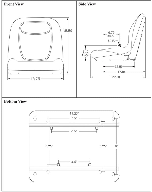 Simplicity Lawn Mower Replacement Bucket Seat Kit - Fits Various Models - Black Vinyl