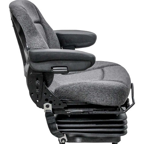 Caterpillar Compactor Replacement Seat & Mechanical Suspension Kit - Fits Various Models - Charcoal Gray Cloth