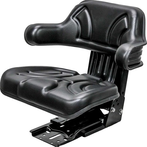 Case Tractor Replacement Utility Mechanical Suspension Seat Assembly - Fits Various Models - Black Vinyl