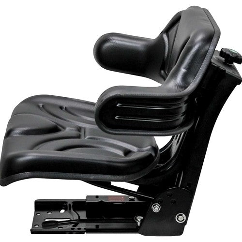 Case Tractor Replacement Utility Mechanical Suspension Seat Assembly - Fits Various Models - Black Vinyl