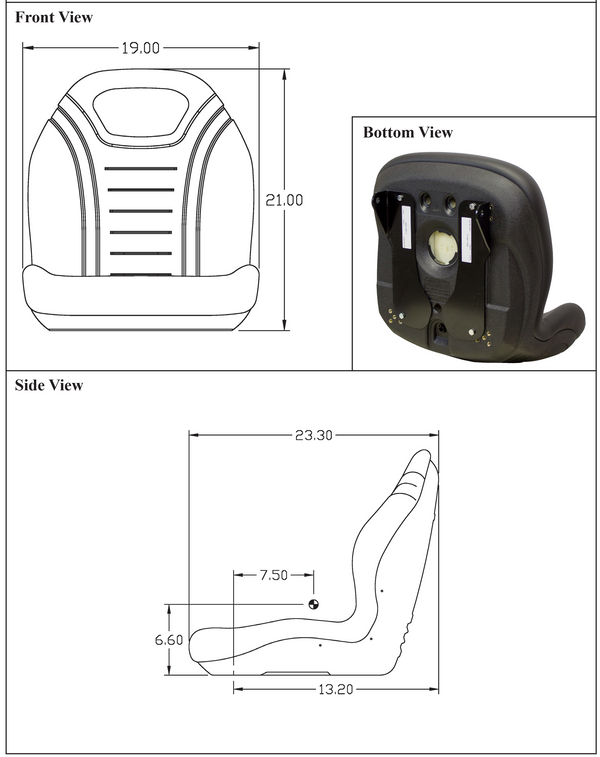 Case IH DX Series And Farmall Series Tractor Replacement Bucket Seat Kit - Fits Various Models - Black Vinyl