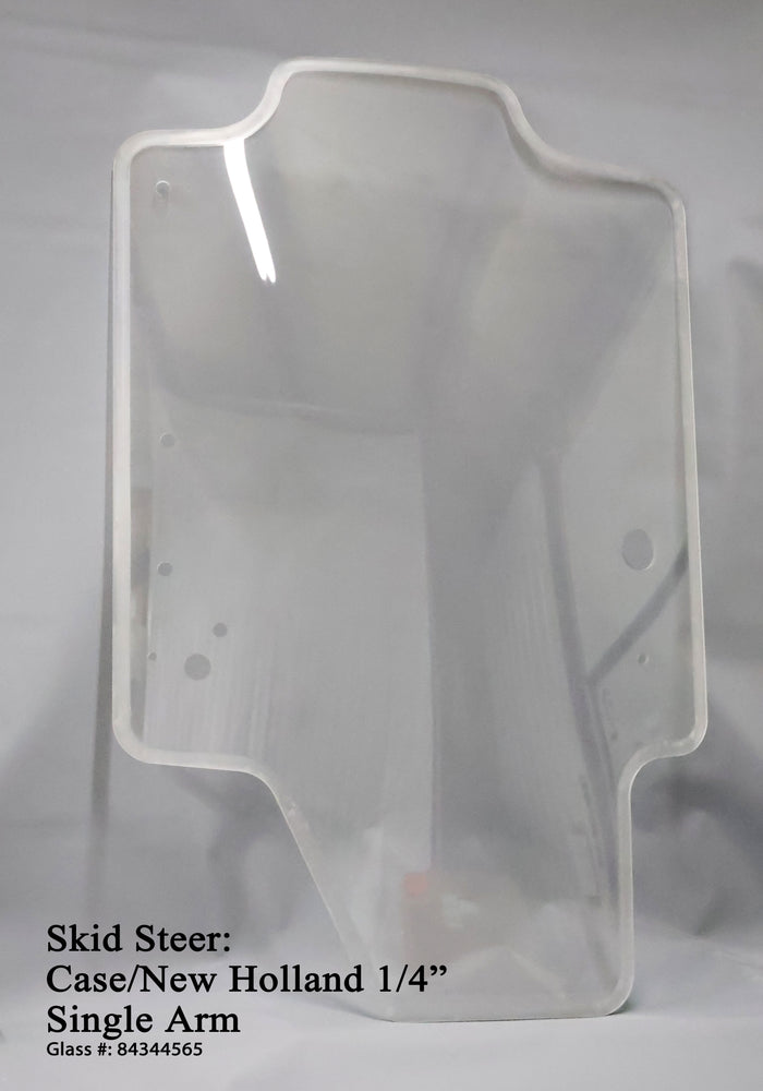 New Holland 84344565 Skid Steer 1/4" Polycarbonate Front Window (Single Arm) Replacement Cab Glass