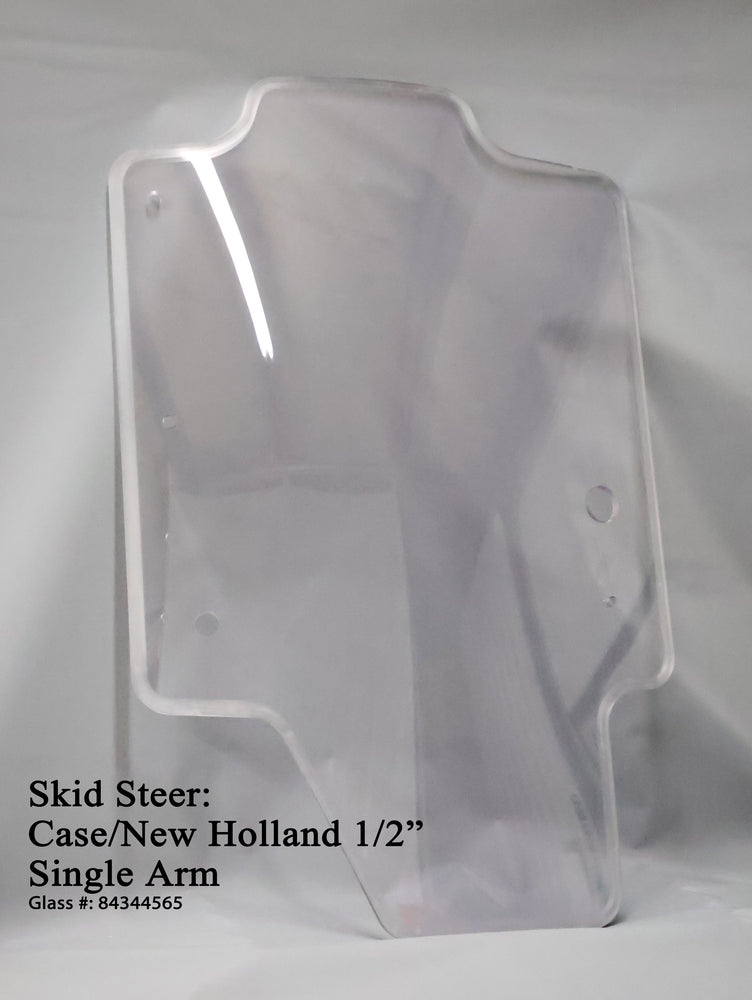 New Holland 84344565 Skid Steer 1/2" Polycarbonate (Untinted) (Single Arm) Front Window Replacement Cab Glass
