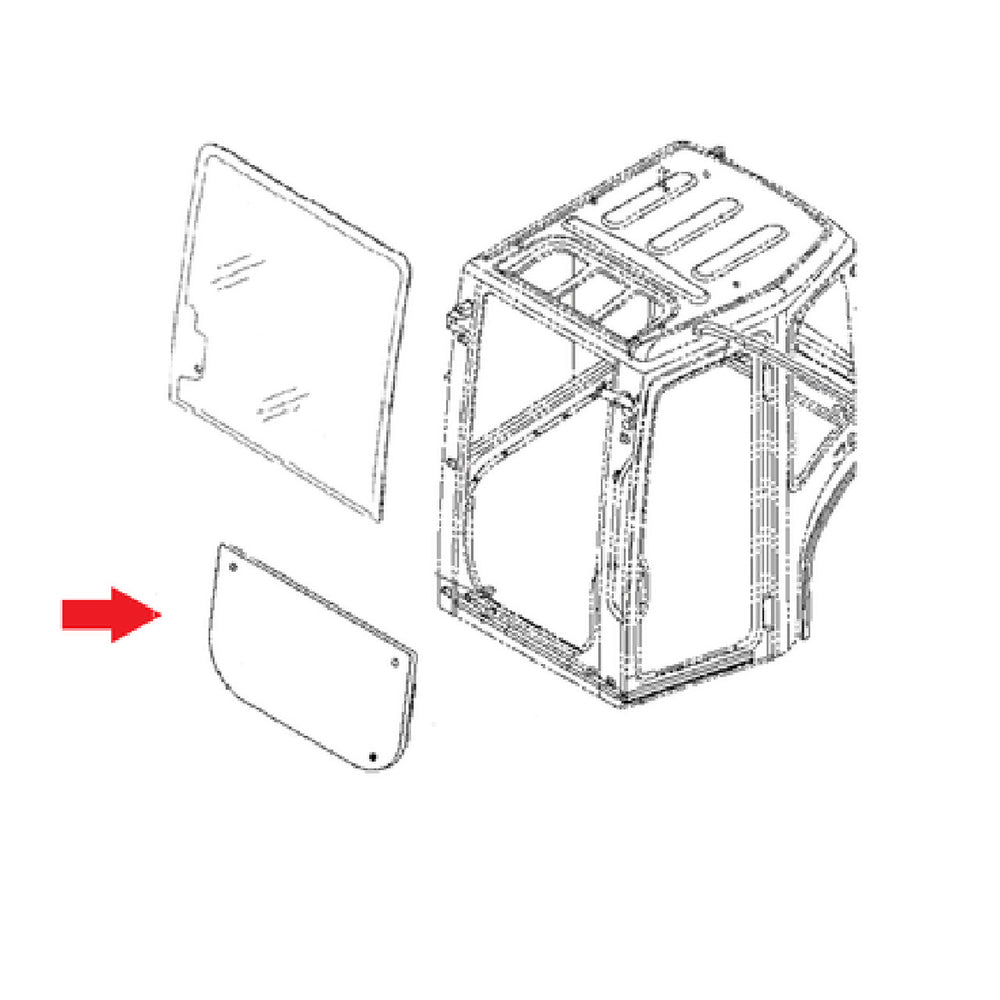Kubota RD829-49180 Excavator 3/8" Polycarbonate Lower Front Window Replacement Cab Glass