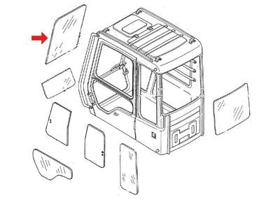Case KHN25620 Excavator 1/2" Polycarbonate (Untinted) Upper Front Windshield Replacement Cab Glass