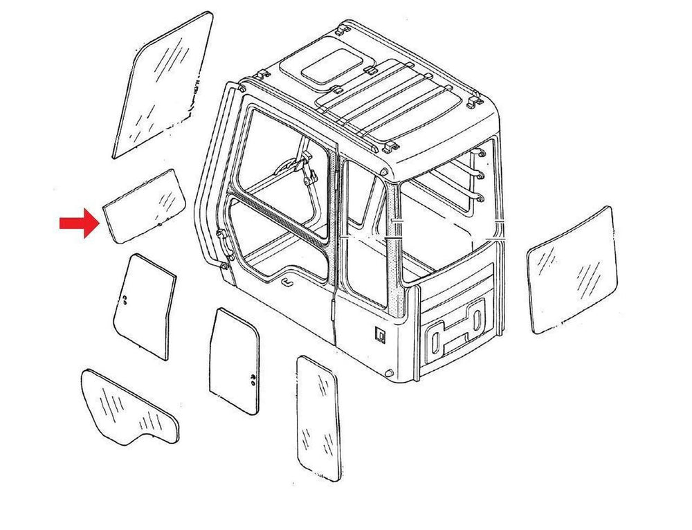 Kobelco KHN25610 Excavator 1/2" Polycarbonate (Untinted) Lower Front Window Replacement Cab Glass