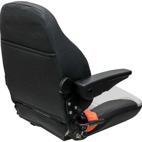 John Deere Wheel Loader Replacement Seat Assembly - Fits Various Models - Black/Silver/Orange Vinyl