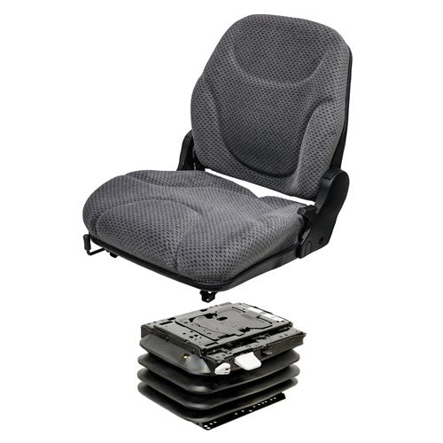 John Deere 310 Series Loader/Backhoe Replacement Seat & Air Suspension Kit - Fits Various Models - Gray Cloth