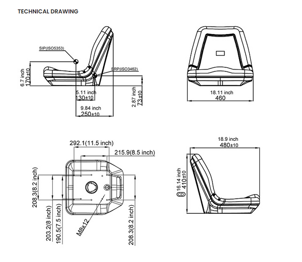 Multiple Application High Back Plastic Deluxe Replacement Seat - Yellow Vinyl