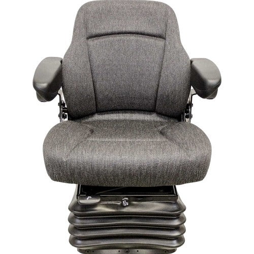 John Deere Log Loader Replacement Seat & Air Suspension - Fits Various Models - Gray Cloth