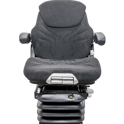 John Deere Log Loader Replacement Seat & Air Suspension - Fits Various Models - Black/Gray Cloth