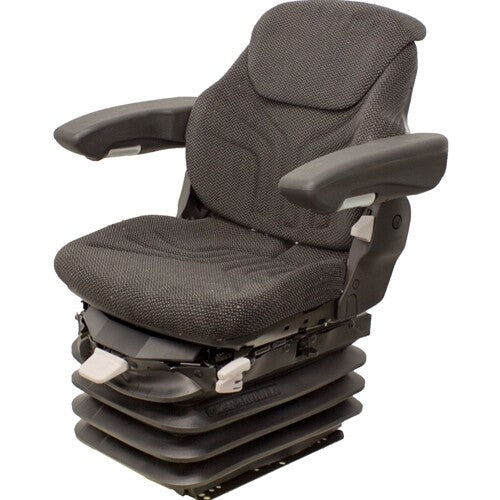 John Deere Log Loader Replacement Seat & Air Suspension - Fits Various Models - Black/Gray Cloth