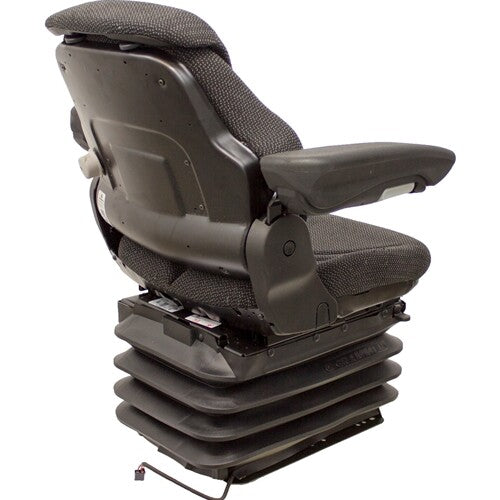 John Deere Log Loader Replacement Seat & Air Suspension - Fits Various Models - Black/Gray Cloth