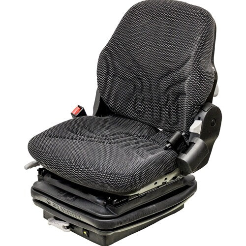 John Deere Log Loader Replacement Seat & Mechanical Suspension - Fits Various Models - Black/Gray Cloth