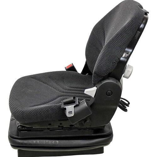 John Deere Log Loader Replacement Seat & Mechanical Suspension - Fits Various Models - Black/Gray Cloth
