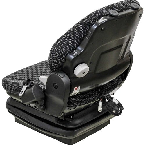 John Deere Log Loader Replacement Seat & Mechanical Suspension - Fits Various Models - Black/Gray Cloth