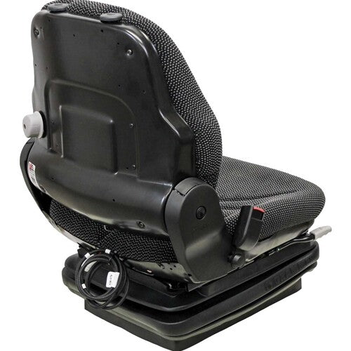 John Deere Log Loader Replacement Seat & Mechanical Suspension - Fits Various Models - Black/Gray Cloth