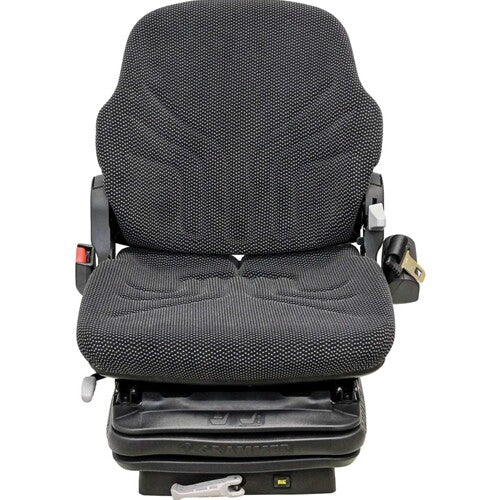 John Deere Log Loader Replacement Seat & Mechanical Suspension - Fits Various Models - Black/Gray Cloth