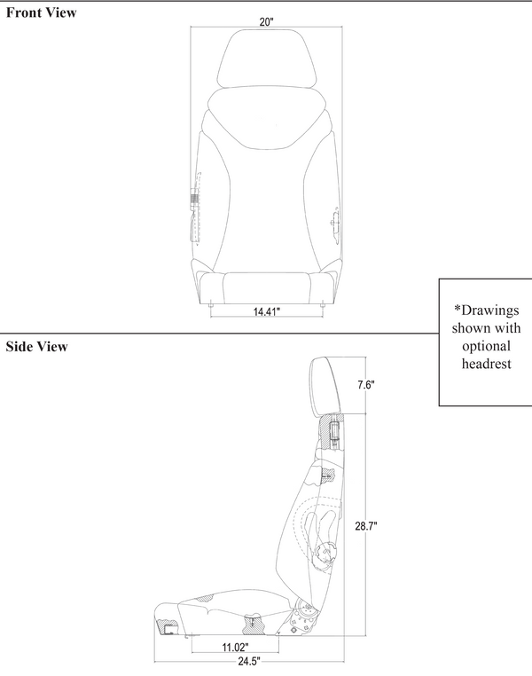 Caterpillar Material Handler Replacement Seat Top - Fits Various Models - Two-Tone Gray Cloth