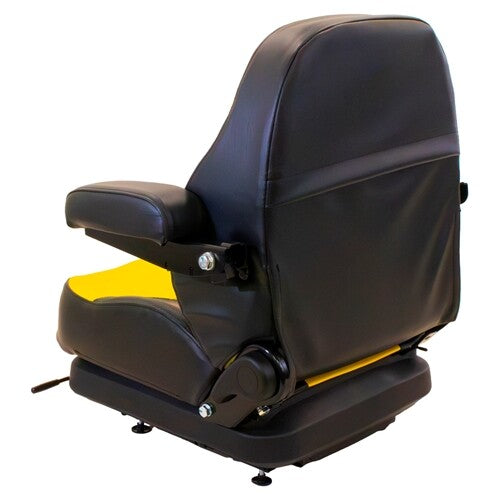 New Holland MC22 Lawn Mower Low Profile Replacement Mechanical Suspension Seat w/Armrests - Yellow/Black Vinyl