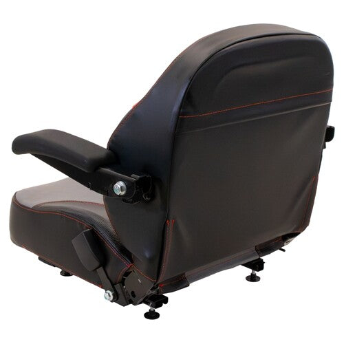 Cub Cadet Lawn Mower Replacement Seat Top w/Armrests & Slide Rails - Fits Various Models - Gray/Black/Red  Vinyl