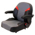 Hustler Lawn Mower Replacement Seat Top w/Armrests & Slide Rails - Fits Various Models - Gray/Black/Red  Vinyl