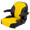 Hustler Lawn Mower Replacement Seat Top w/Armrests & Slide Rails - Fits Various Models - Yellow/Black  Vinyl