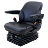 John Deere Wheel Loader Replacement Mechanical Suspension Seat w/Slide Rails - Fits Various Models - Black Vinyl