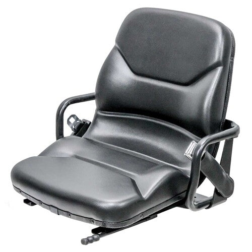 Mitsubishi Forklift Replacement Seat w/Hip Restraints & OPS Ready - Fits Various Models -  Black Vinyl