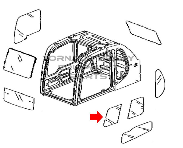 Komatsu 20Y-54-35831 Excavator Front Slider Window Replacement Cab Glass