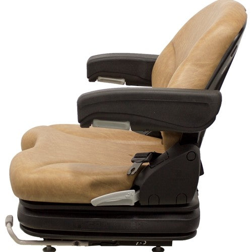 Crown Forklift Replacement Seat w/Armrests & Air Suspension - Fits Various Models - Brown Vinyl