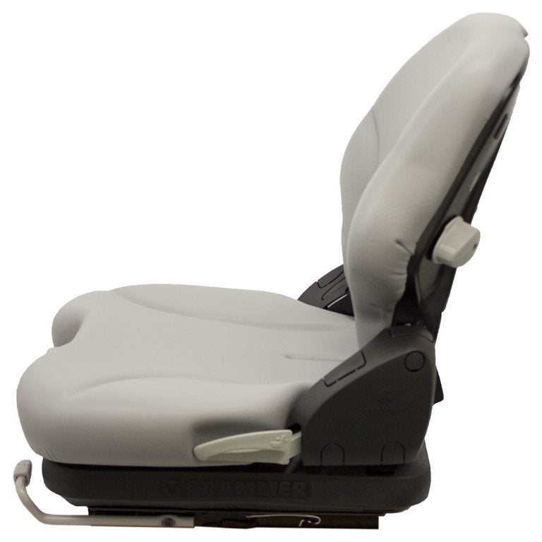 John Deere Skid Steer Replacement Seat & Mechanical Suspension - Fits Various Models - Gray Vinyl