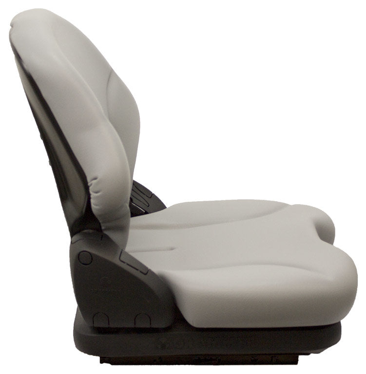 John Deere Skid Steer Replacement Seat & Mechanical Suspension - Fits Various Models - Gray Vinyl