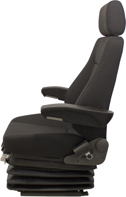 Volvo Articulated Dump Truck Replacement Seat & Air Suspension - Fits Various Models - Black Cloth