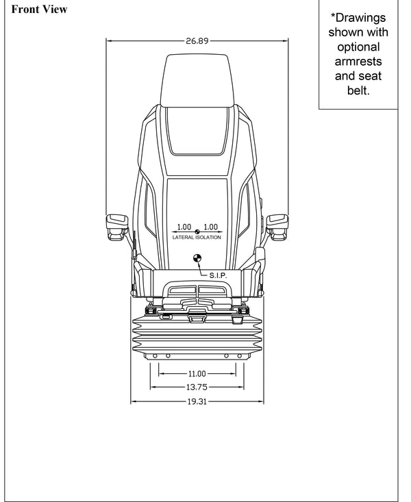 Terex TA25 Articulated Dump Truck Seat & Air Suspension - Gray Cloth