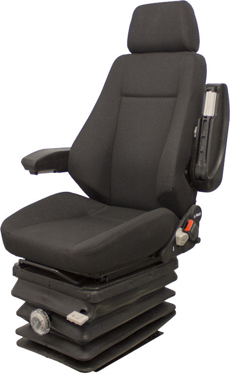 Caterpillar Excavator Replacement Seat & Mechanical Suspension - Fits Various Models - Black Cloth