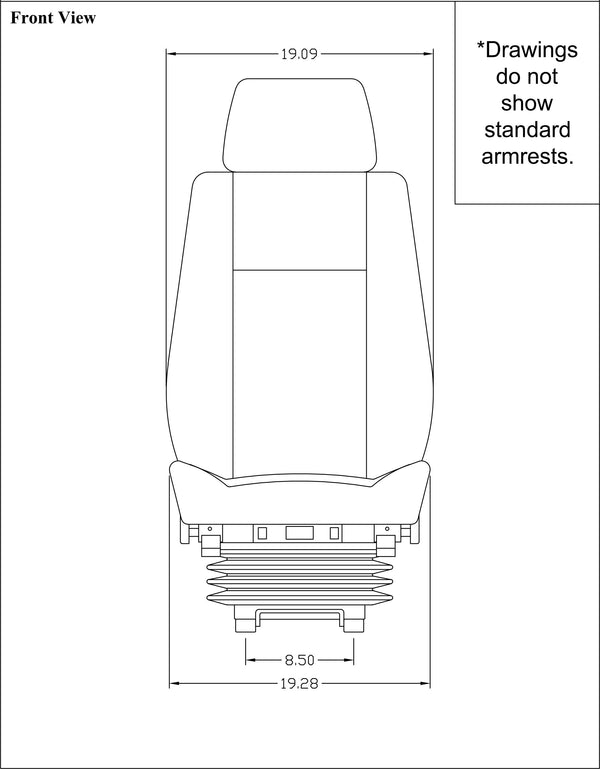 Caterpillar Excavator Replacement Seat & Mechanical Suspension - Fits Various Models - Black Cloth